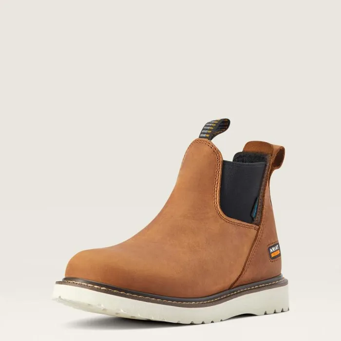 Women Chelsea Boots Ariat Rebar Wedge Chelsea Waterproof Work Boot Aged Honey