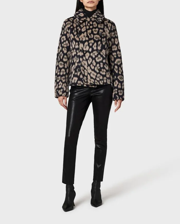 Women Coats 038 Jackets Rag 038 Bone Alfie Leopard Wool Alpaca Peacoat Cheetah