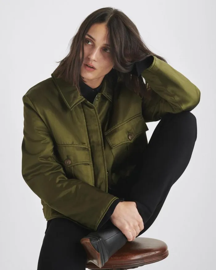 Women Coats 038 Jackets Rag 038 Bone Colton Japanese Satin Jacket Army Green