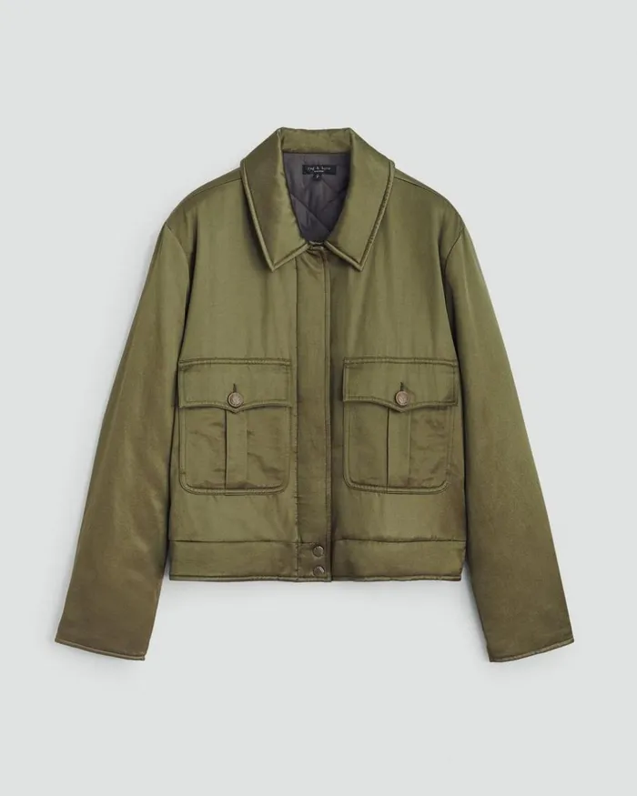 Women Coats 038 Jackets Rag 038 Bone Colton Japanese Satin Jacket Army Green