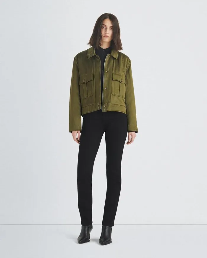 Women Coats 038 Jackets Rag 038 Bone Colton Japanese Satin Jacket Army Green