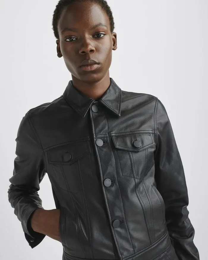 Women Coats 038 Jackets Rag 038 Bone Debbie Leather Jacket Black