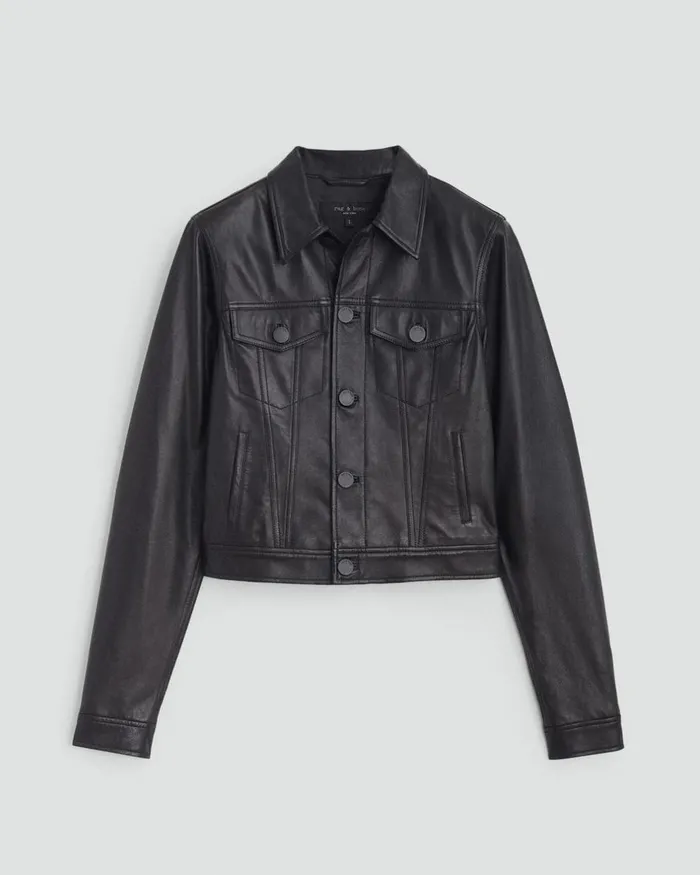 Women Coats 038 Jackets Rag 038 Bone Debbie Leather Jacket Black