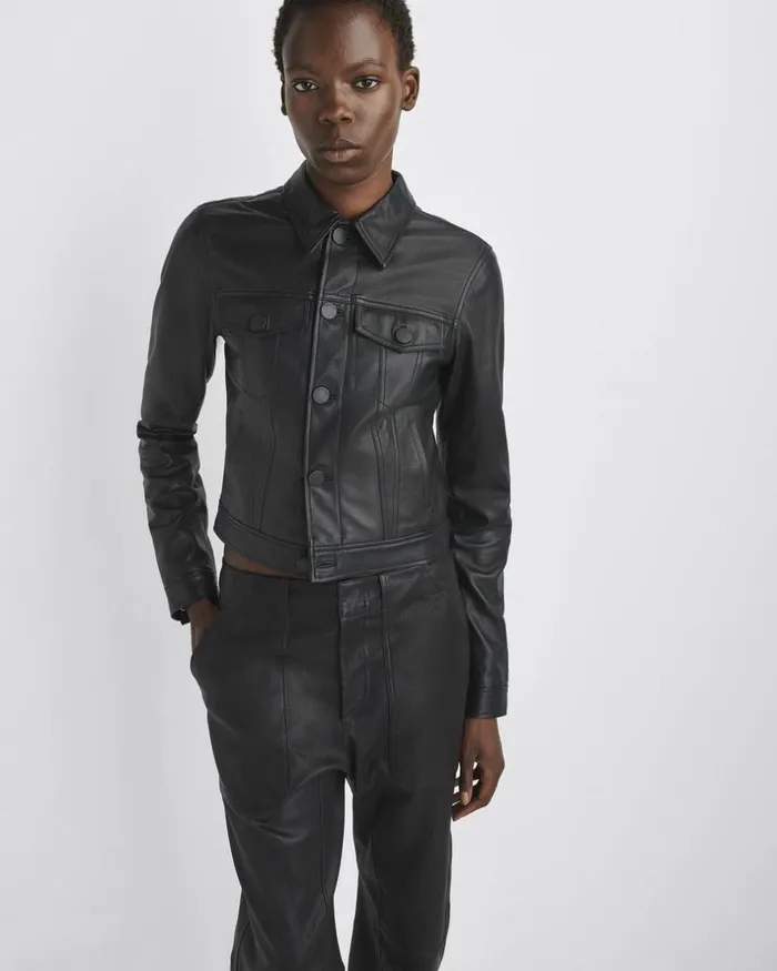 Women Coats 038 Jackets Rag 038 Bone Debbie Leather Jacket Black