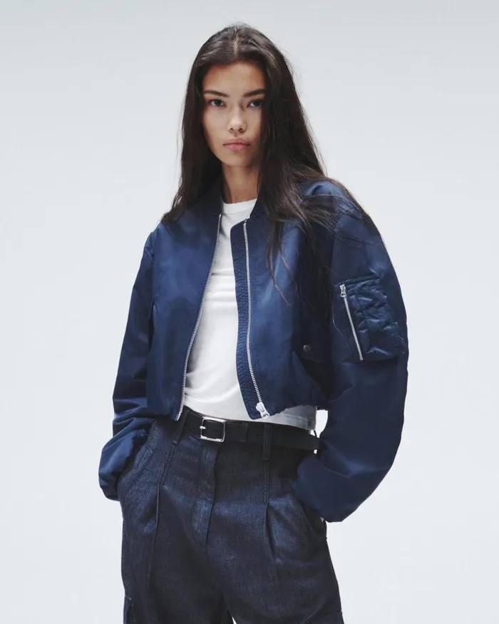 Women Coats 038 Jackets Rag 038 Bone Maggie Cropped Nylon Bomber Salute