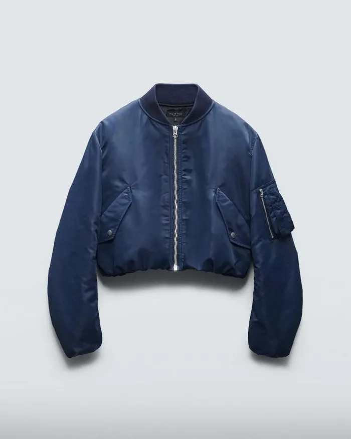 Women Coats 038 Jackets Rag 038 Bone Maggie Cropped Nylon Bomber Salute