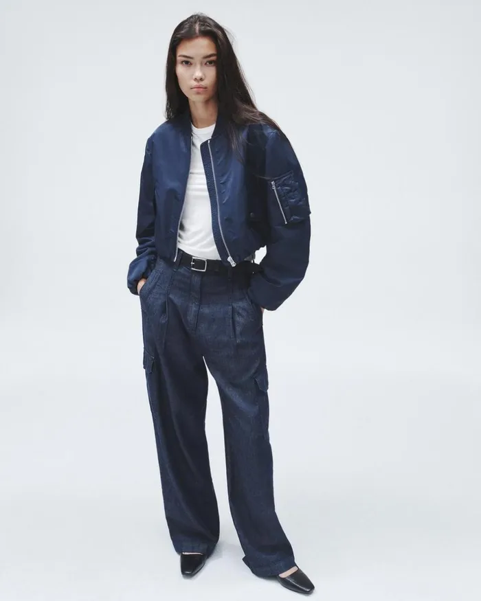 Women Coats 038 Jackets Rag 038 Bone Maggie Cropped Nylon Bomber Salute