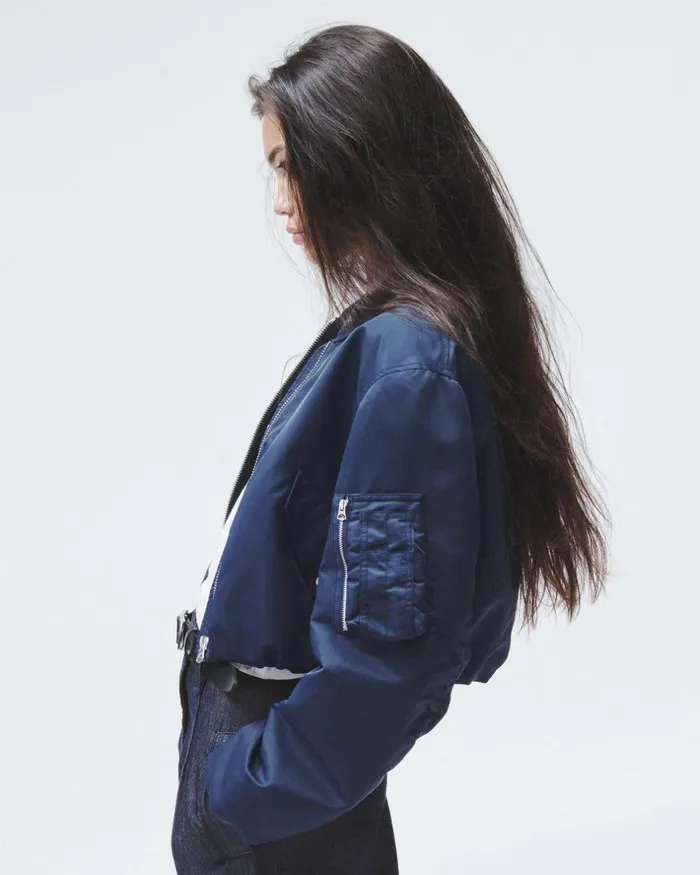 Women Coats 038 Jackets Rag 038 Bone Maggie Cropped Nylon Bomber Salute