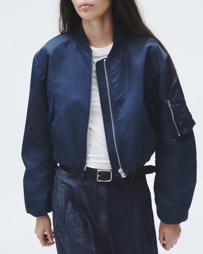 Women Coats 038 Jackets Rag 038 Bone Maggie Cropped Nylon Bomber Salute