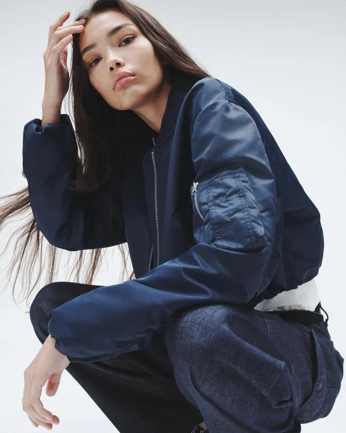 Women Coats 038 Jackets Rag 038 Bone Maggie Cropped Nylon Bomber Salute