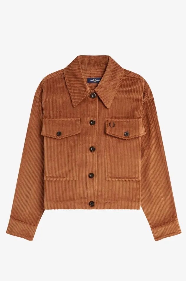 Women Coats and Jackets Fred Perry Cord Overshirt Marmalade