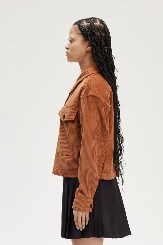 Women Coats and Jackets Fred Perry Cord Overshirt Marmalade