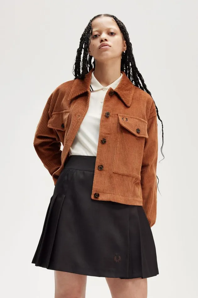 Women Coats and Jackets Fred Perry Cord Overshirt Marmalade