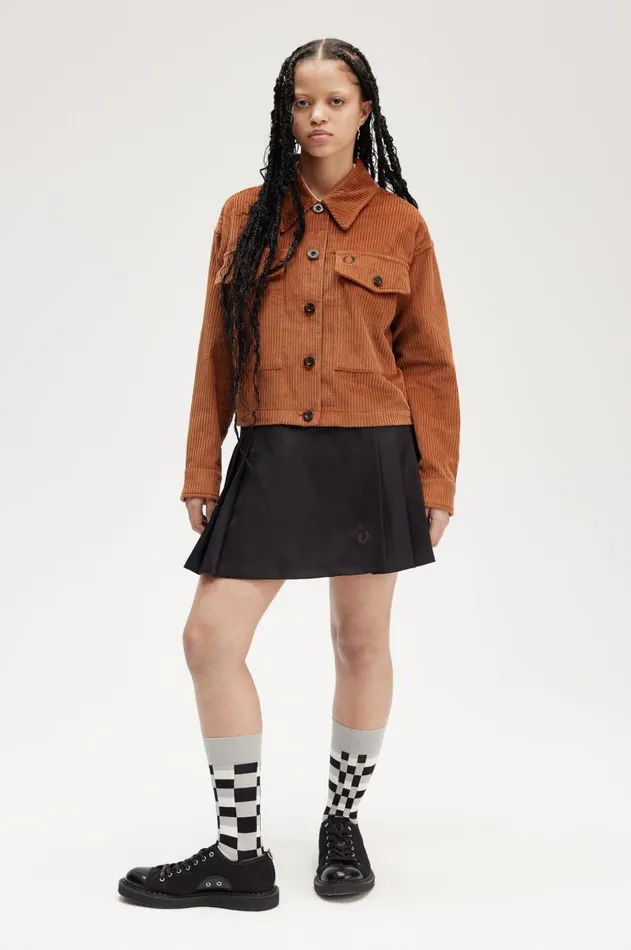 Women Coats and Jackets Fred Perry Cord Overshirt Marmalade