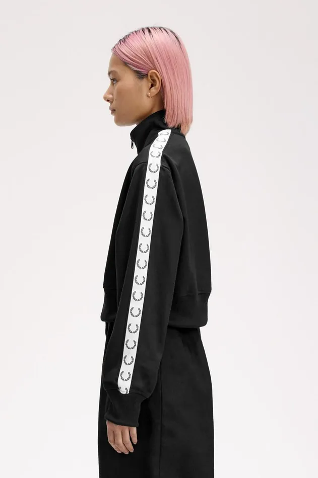 Women Coats and Jackets Fred Perry Cropped Taped Track Jacket Black