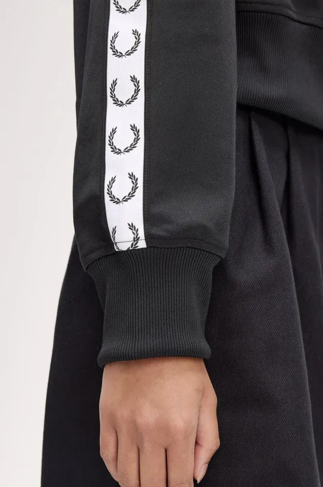 Women Coats and Jackets Fred Perry Cropped Taped Track Jacket Black