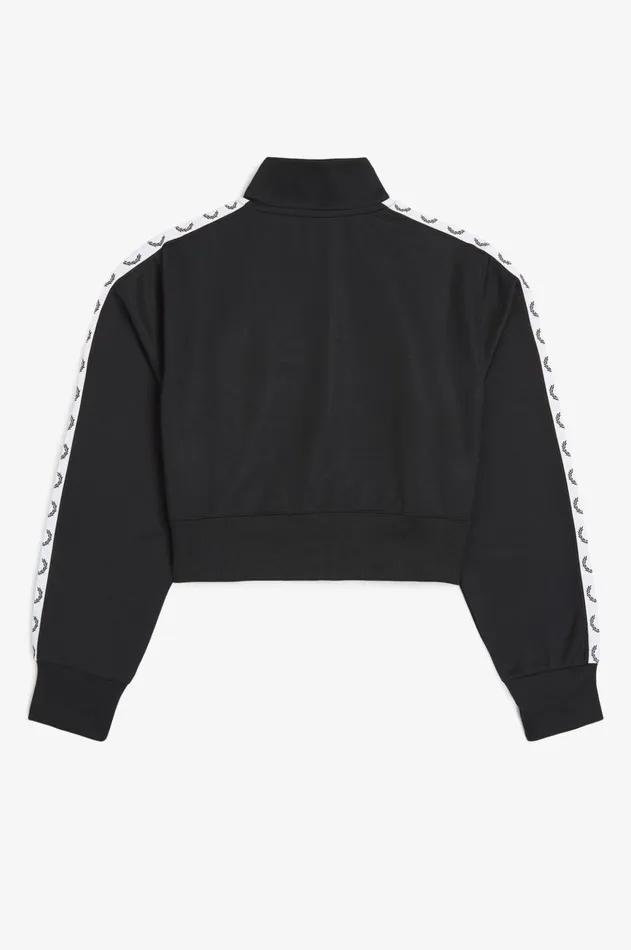 Women Coats and Jackets Fred Perry Cropped Taped Track Jacket Black