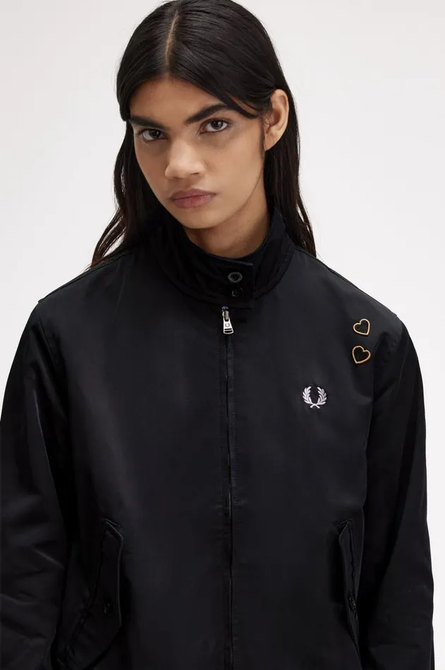 Women Coats and Jackets Fred Perry ZipThrough Satin Jacket Black