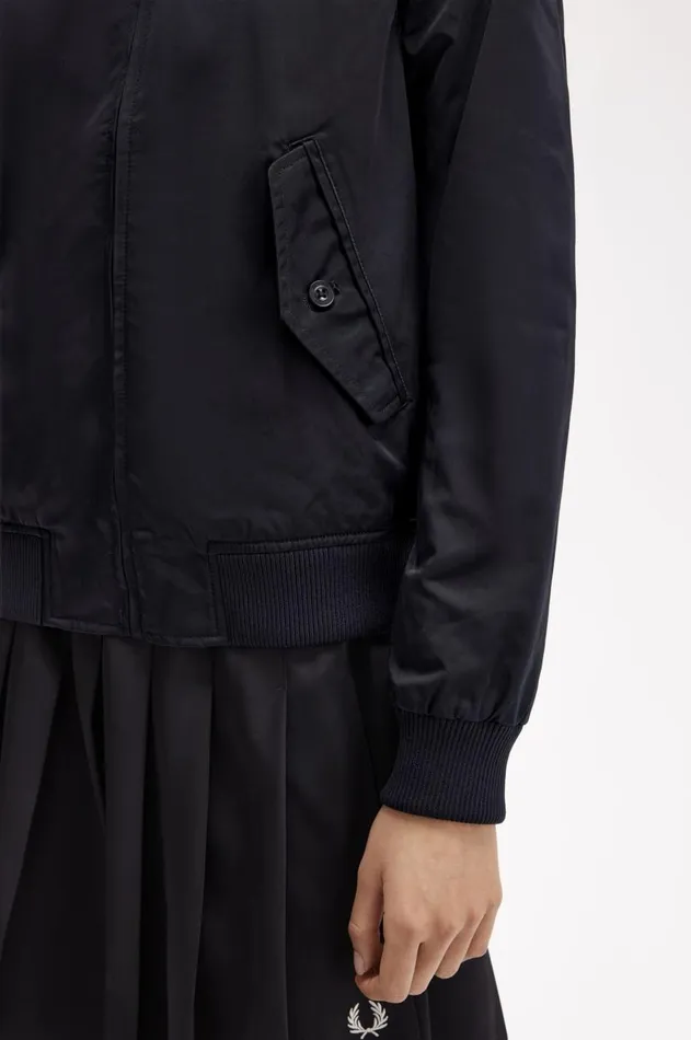 Women Coats and Jackets Fred Perry ZipThrough Satin Jacket Black