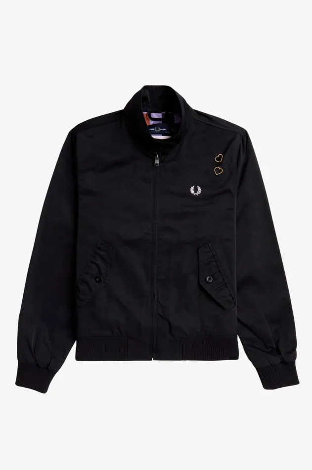 Women Coats and Jackets Fred Perry ZipThrough Satin Jacket Black