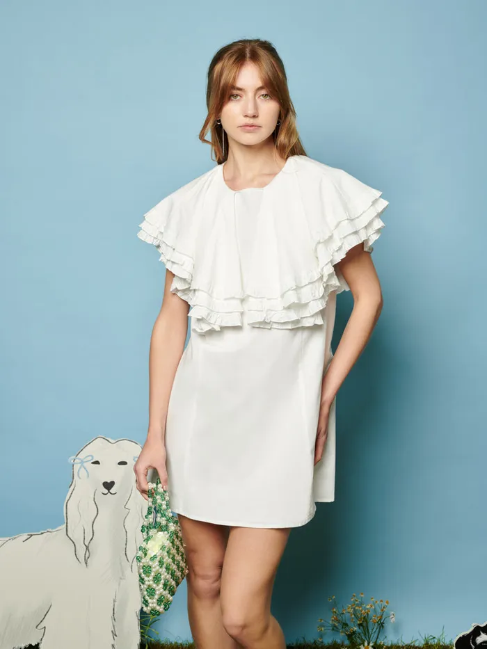 Women Collie Lace Trim Mini Dress Pearled Ivory Sister Jane Dresses