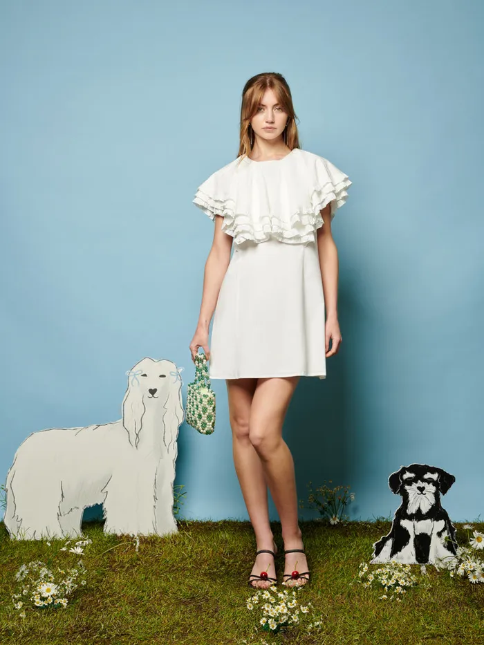 Women Collie Lace Trim Mini Dress Pearled Ivory Sister Jane Dresses