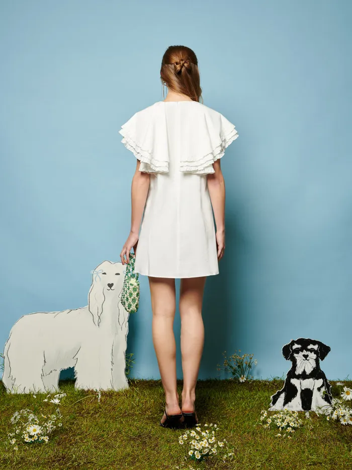Women Collie Lace Trim Mini Dress Pearled Ivory Sister Jane Dresses