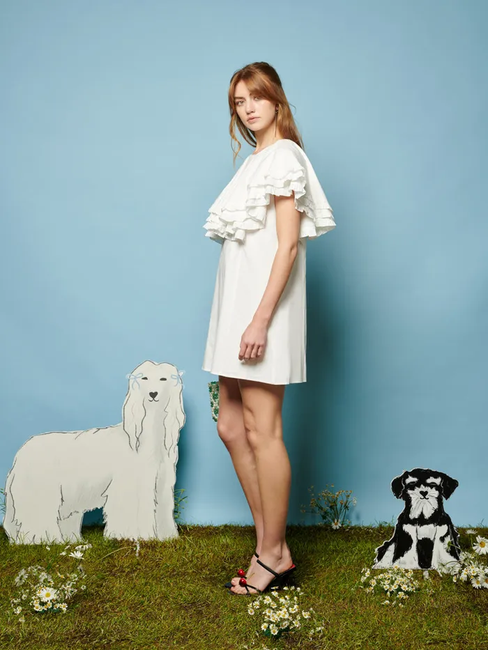 Women Collie Lace Trim Mini Dress Pearled Ivory Sister Jane Dresses