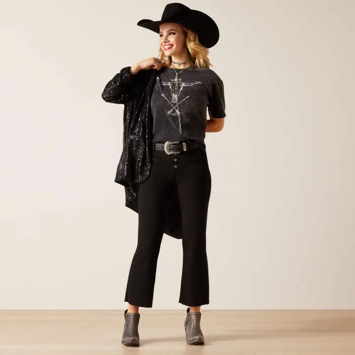 Women Denim Ariat High Rise Jazmine Kick Flare Jean Black Women Denim Ariat High Rise Jazmine Kick Flare Jean Black