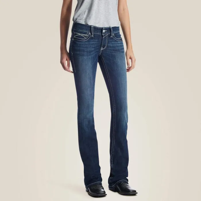 Women Denim Ariat REAL Low Rise Stretch Rosy Whipstitch Boot Cut Jean Lakeshore