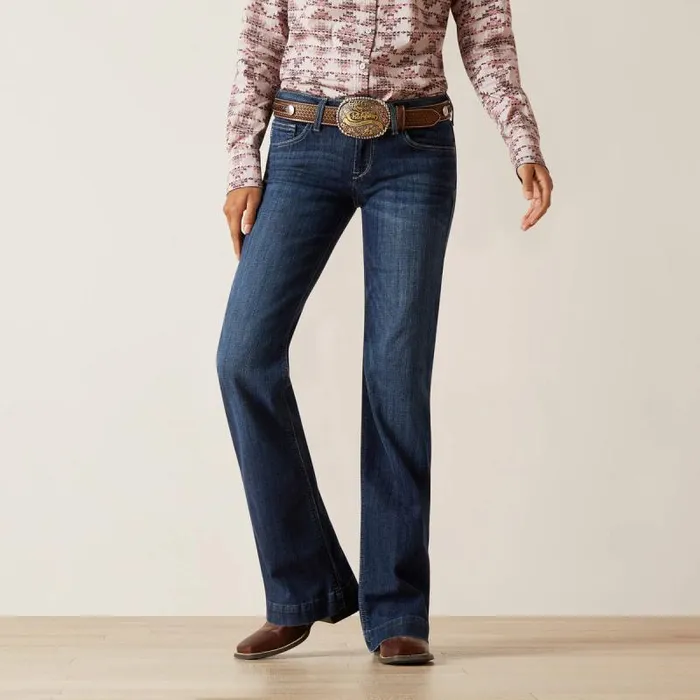 Women Denim Ariat REAL Mid Rise Angela Trouser Jean Midnight