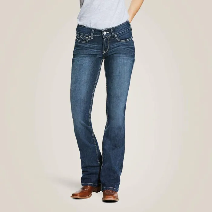 Women Denim Ariat REAL Mid Rise Arrow Fit Stretch Shayla Boot Cut Jean Gemstone