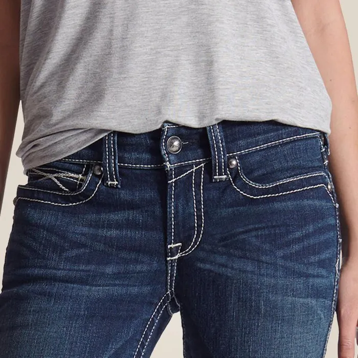 Women Denim Ariat REAL Mid Rise Stretch Icon Stackable Straight Leg Jean Ocean Women Denim Ariat REAL Mid Rise Stretch Icon Stackable Straight Leg Jean Ocean