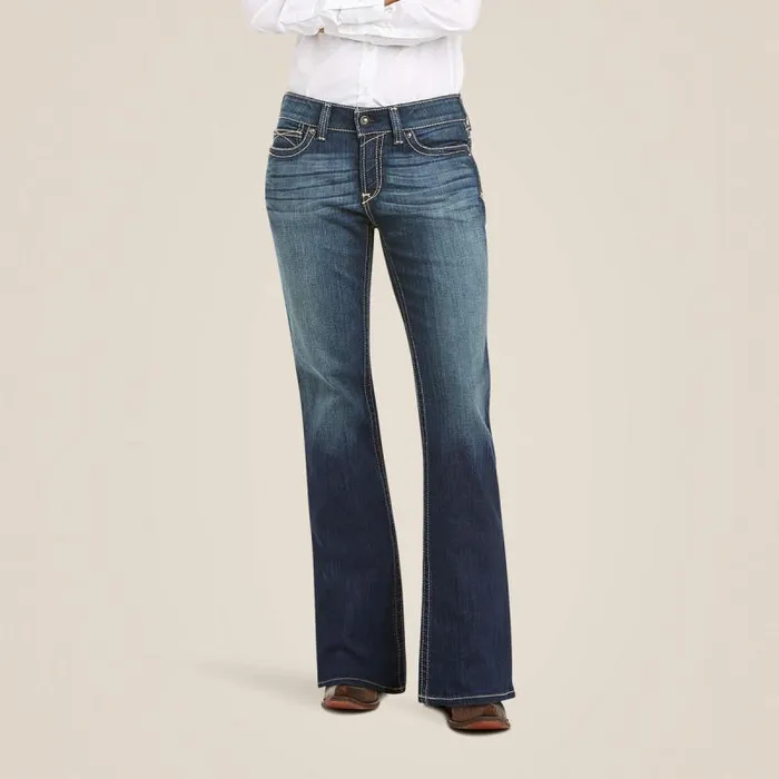 Women Denim Ariat REAL Mid Rise Stretch Original Boot Cut Jean Spitfire