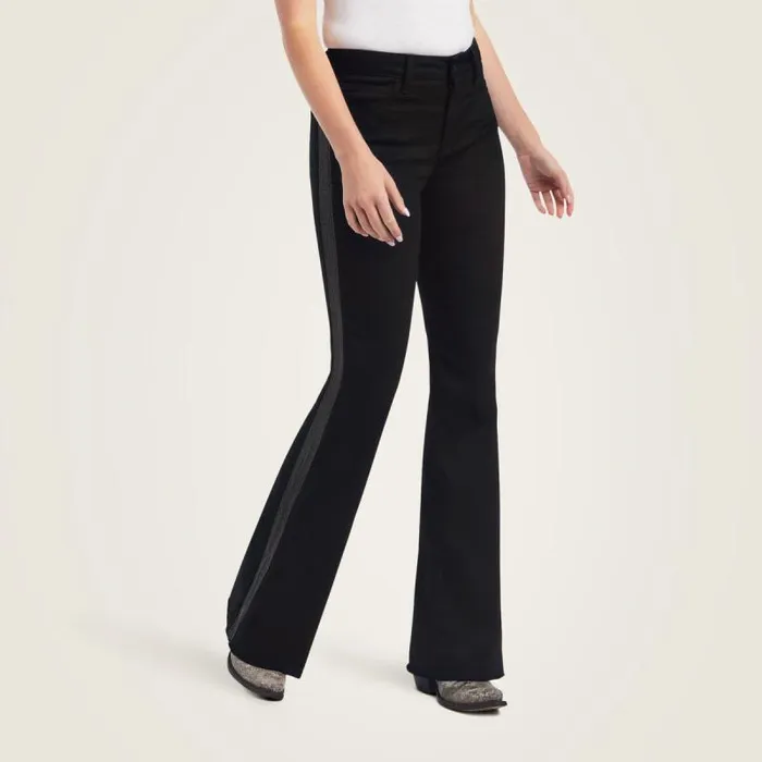 Women Denim Ariat Slim Trouser Chain Stripe Wide Leg Jean Black