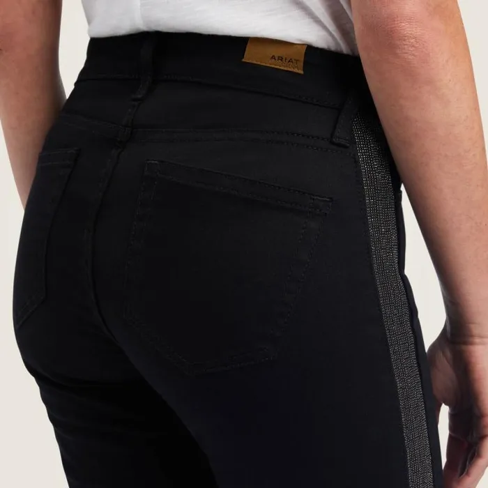 Women Denim Ariat Slim Trouser Chain Stripe Wide Leg Jean Black Women Denim Ariat Slim Trouser Chain Stripe Wide Leg Jean Black