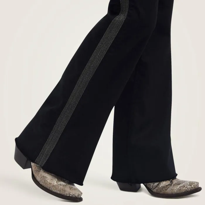 Women Denim Ariat Slim Trouser Chain Stripe Wide Leg Jean Black Women Denim Ariat Slim Trouser Chain Stripe Wide Leg Jean Black