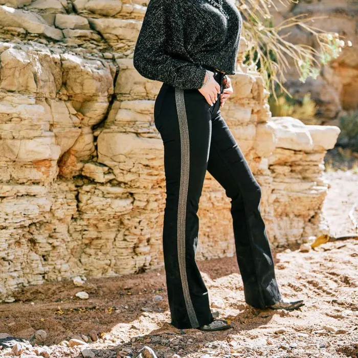 Women Denim Ariat Slim Trouser Chain Stripe Wide Leg Jean Black Women Denim Ariat Slim Trouser Chain Stripe Wide Leg Jean Black