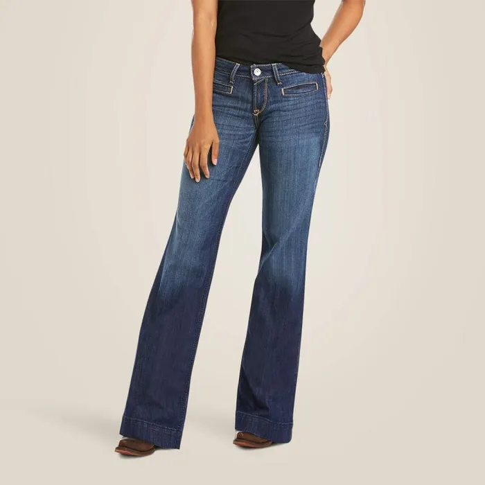 Women Denim Ariat Trouser Mid Rise Stretch Lucy Wide Leg Jean Pacific