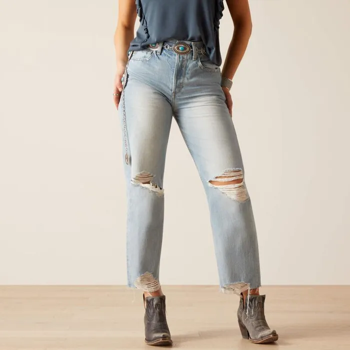 Women Denim Ariat Ultra High Rise Tomboy Straight Jean Mykonos