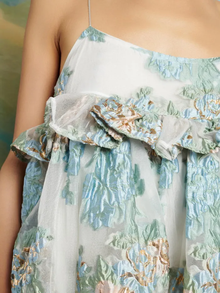 Women DREAM Barn Flower Jacquard Dress White Gold Pale Green Sister Jane Dresses