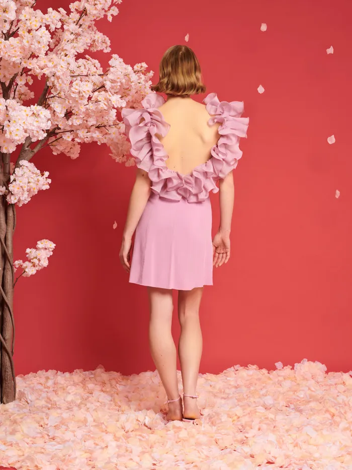 Women DREAM Blooming Ruffles Mini Dress Raspberry Pink Sister Jane Dresses