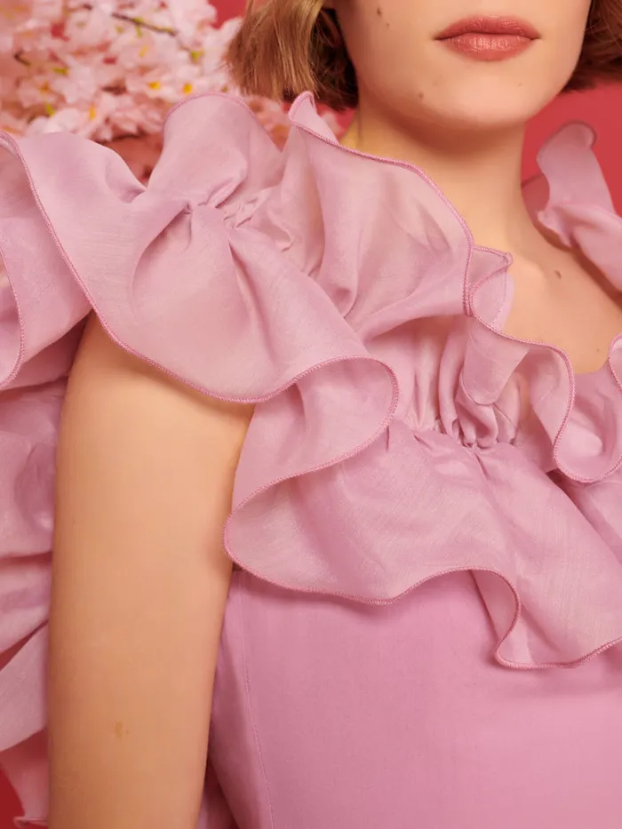Women DREAM Blooming Ruffles Mini Dress Raspberry Pink Sister Jane Dresses