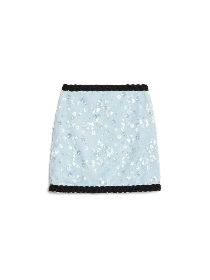 Women DREAM Blossom Bead Mini Skirt Pastel Blue Sister Jane Bottoms