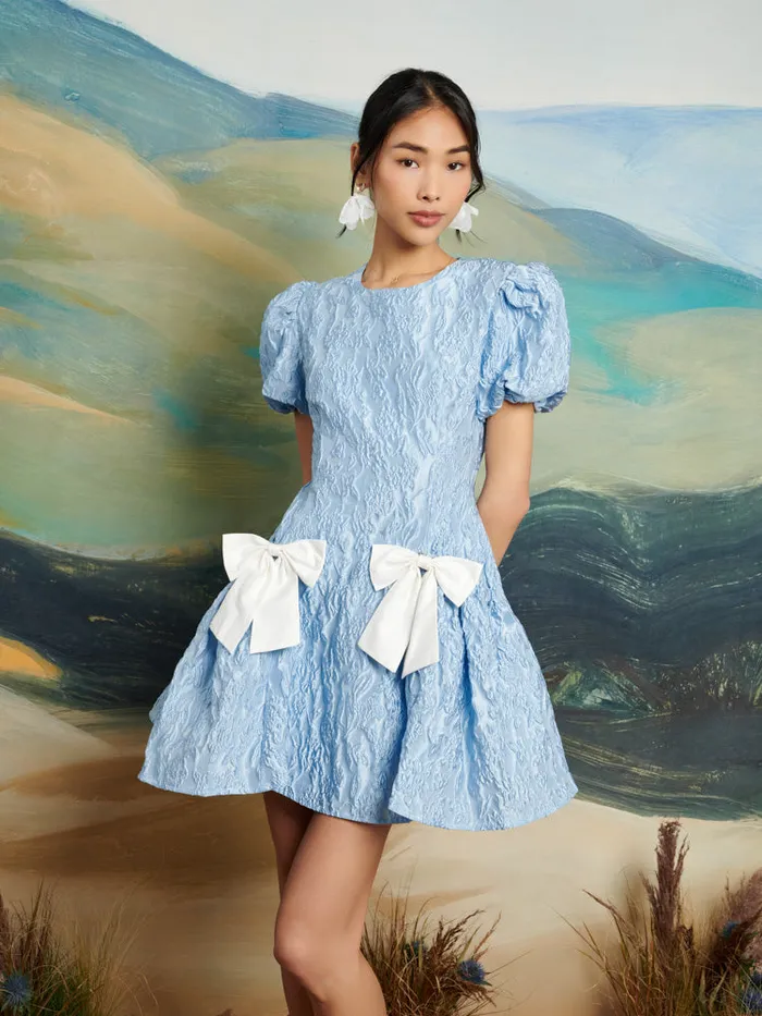 Women DREAM Blue Eyes Jacquard Mini Dress Baby Blue Sister Jane Dresses