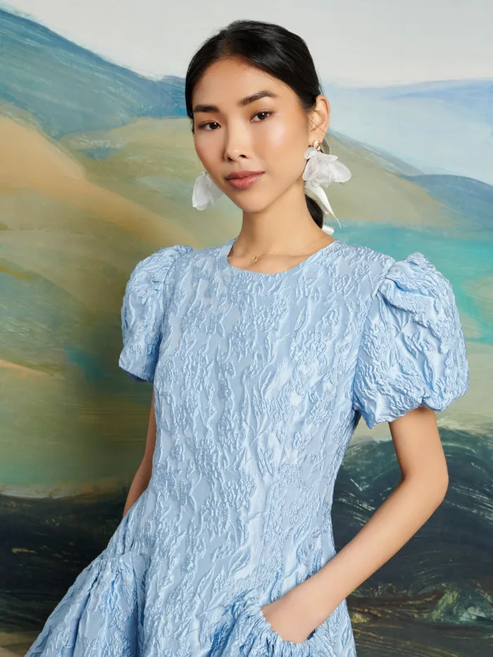 Women DREAM Blue Eyes Jacquard Mini Dress Baby Blue Sister Jane Dresses