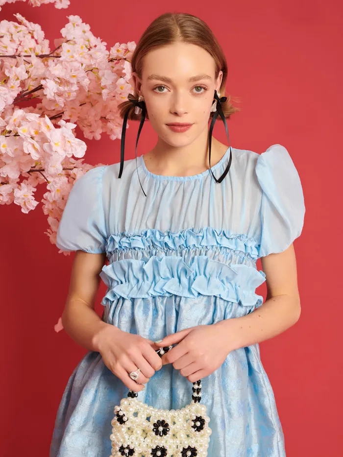 Women DREAM Brooke Organza Mini Dress Pale Blue Sister Jane Dresses