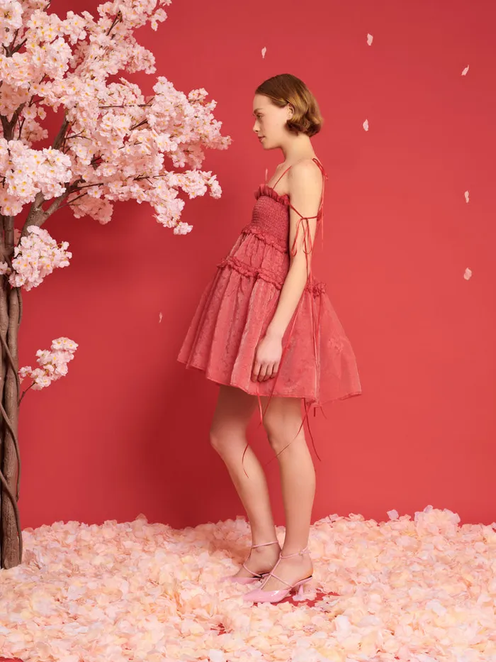 Women DREAM Calla Organza Mini Dress Cherry Red Sister Jane Dresses