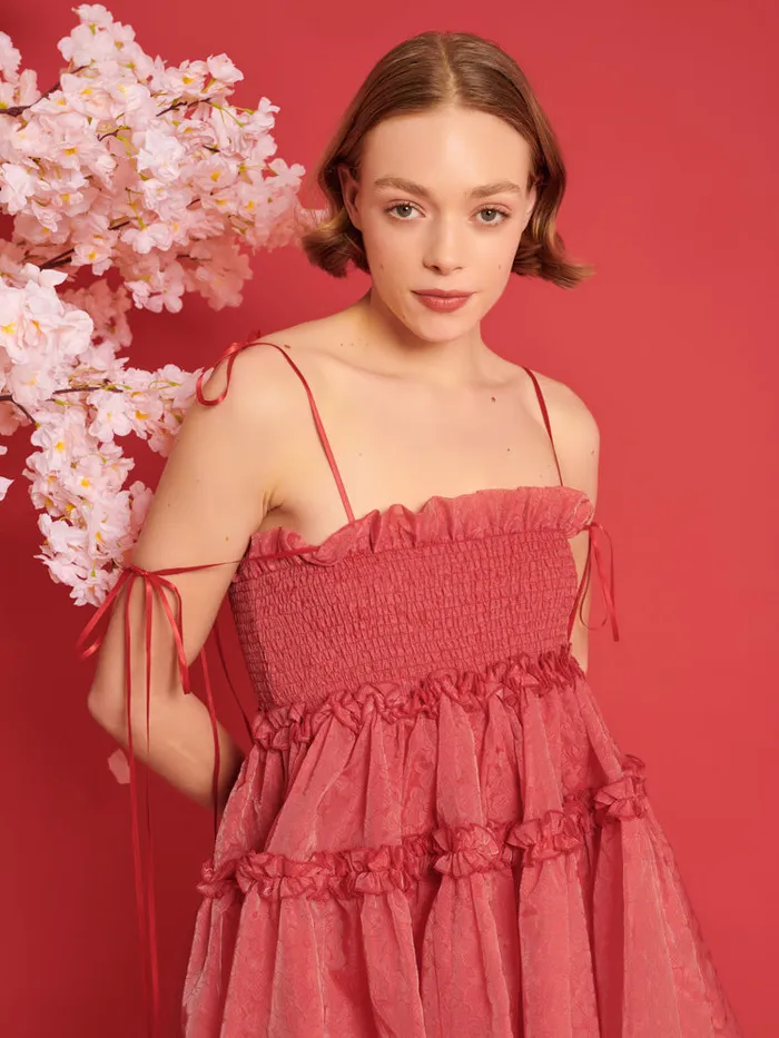 Women DREAM Calla Organza Mini Dress Cherry Red Sister Jane Dresses