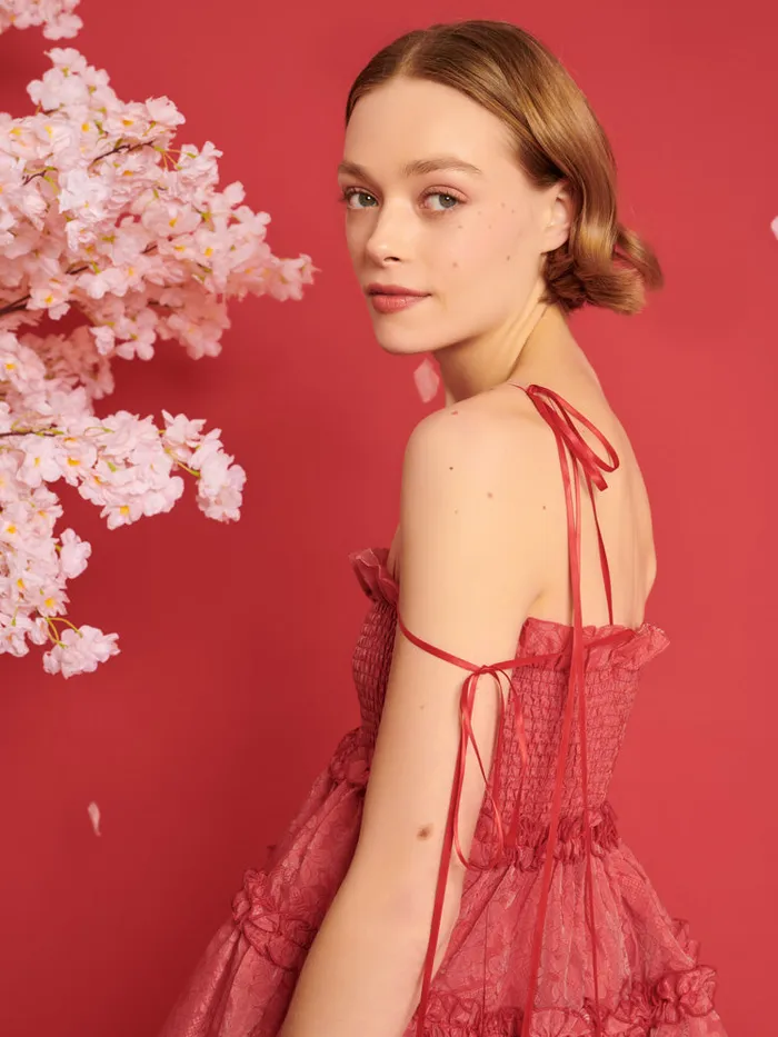 Women DREAM Calla Organza Mini Dress Cherry Red Sister Jane Dresses